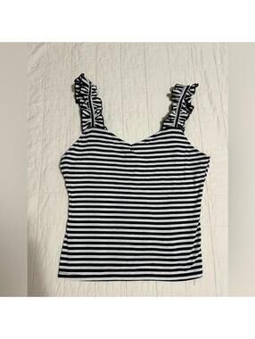 Love fire stripes ruffle strap top